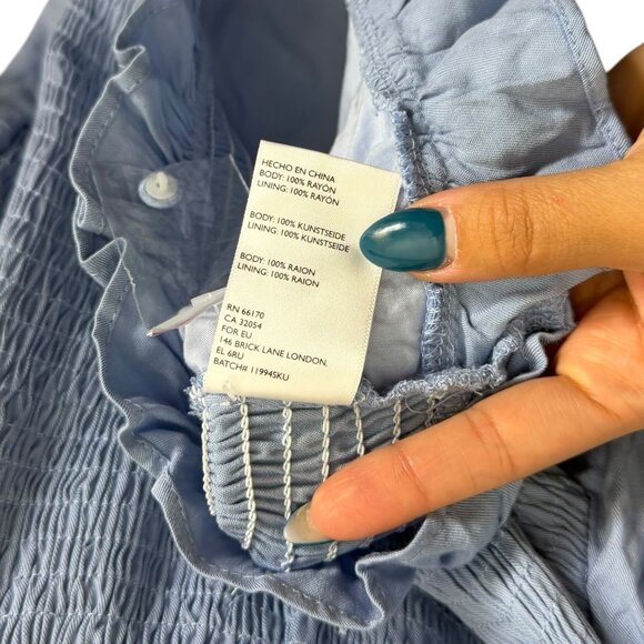 Urban Outfitters Puff Sleeve Corset Crop Top Blue Small Cottagecore Ren Fair - Picture 5 of 5